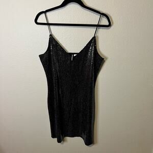 Divided H&M Black Sequin Bodycon Mini Dress Size Large